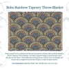 100% Woven Cotton Boho Rainbow Tapestry Throw Blanket - 52”x72”