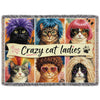 100% Woven Cotton Crazy Cat Ladies Tapestry Throw Blanket - 52”x72”
