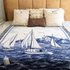 100% Woven Cotton Delph Sailboats Tapestry Throw Blanket - 52”x72”