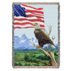 100% Woven Cotton Eagle and Flag Tapestry Throw Blanket - 52”x72”