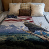 100% Woven Cotton Eagle and Flag Tapestry Throw Blanket - 52”x72”