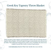 100% Woven Cotton Greek Key Grey Tapestry Throw Blanket - 52”x72”