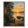 100% Woven Cotton Life is Better at the Lake Tapestry Throw Blanket - 52”x72”